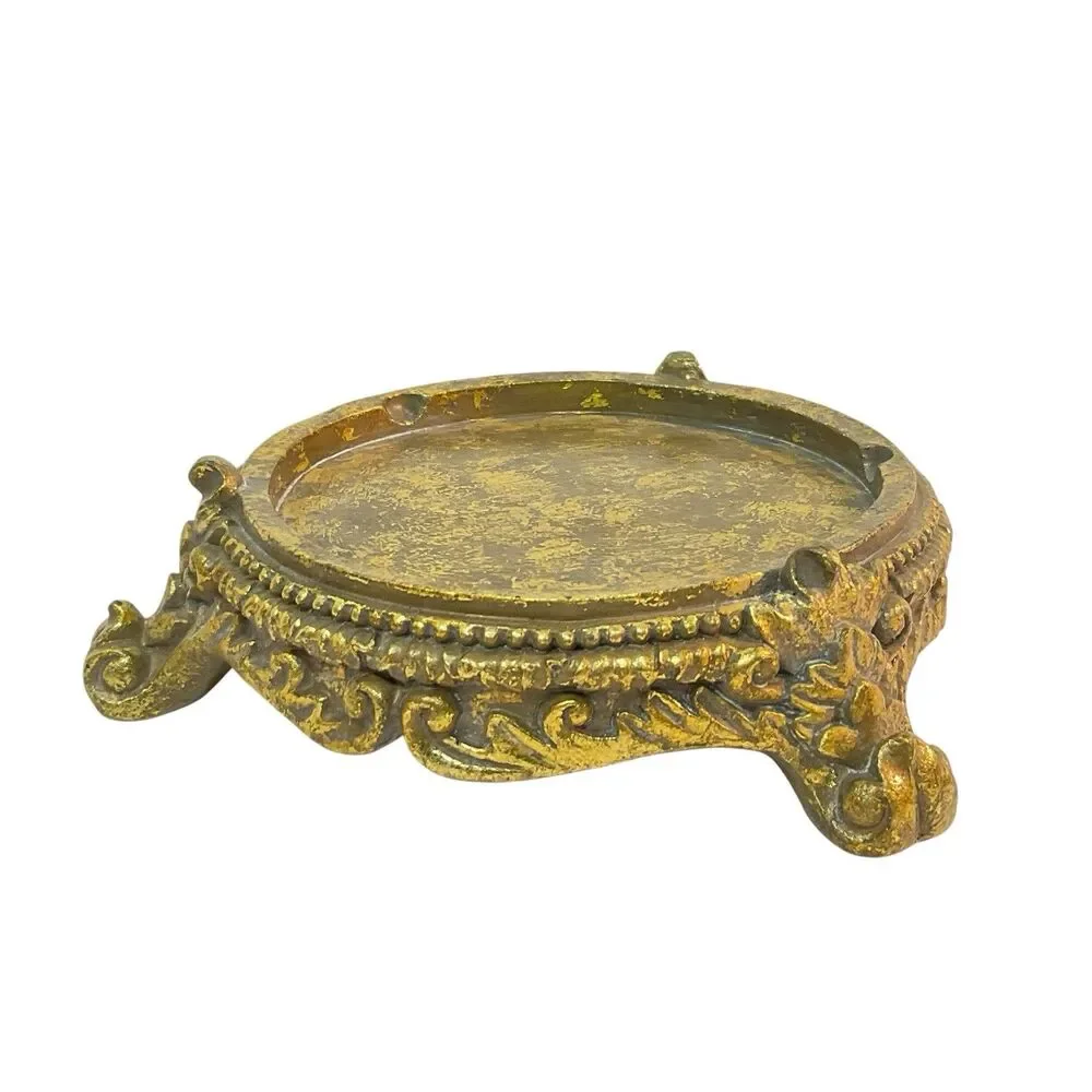 Chinese Gold 4 3/4” Display Stand Pedestal Or Lamp Base Ornate Feet